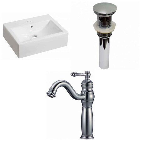 American Imaginations 20.25-in. W Above Counter White Vessel Set For 1 Hole Center Faucet AI-30248